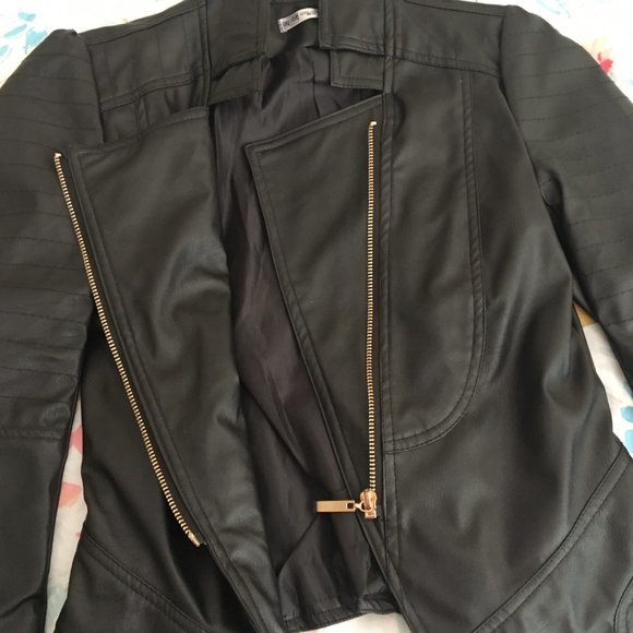 Women's Faux Leather Jacket By Qing Qing Fashion Asymmetrical Zip Closure - Picture 13 of 14